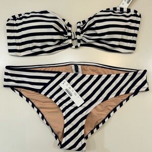 NWT J Crew sailor stripe bikini set size Large